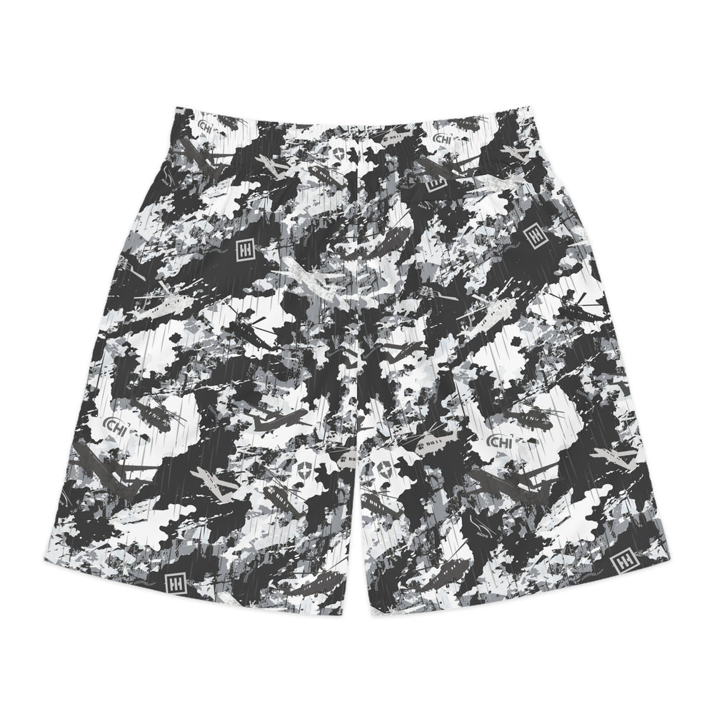 Men's Jogger Shorts — Black & White Camo AOP - Equippage.com