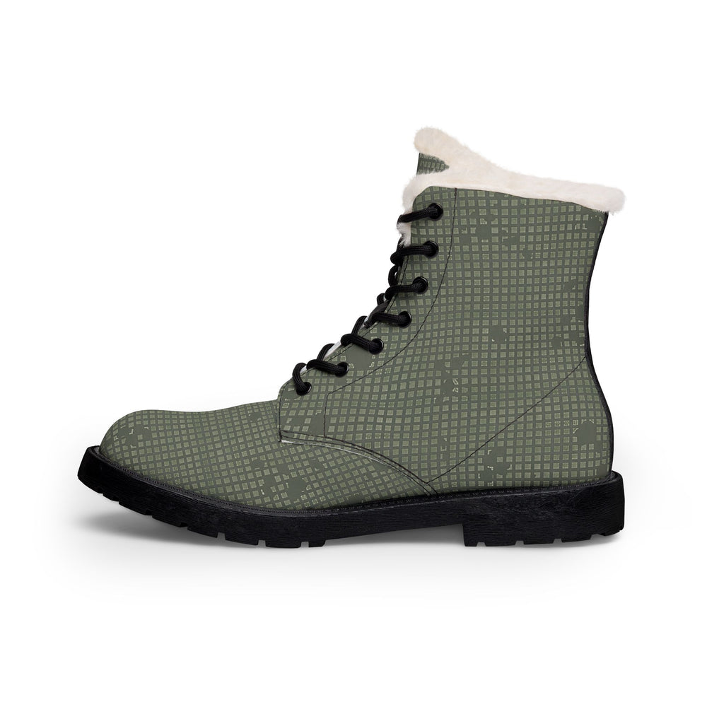 US Desert Night Camo Men's Fur and Leather Boots