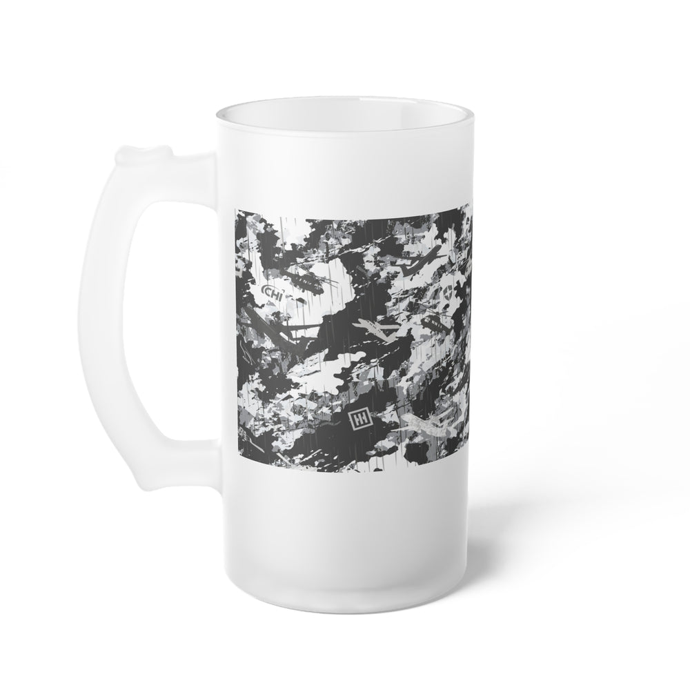 Frosted Glass Beer Mug with Camo Texture — Modern Matte Pint Glass - Equippage.com