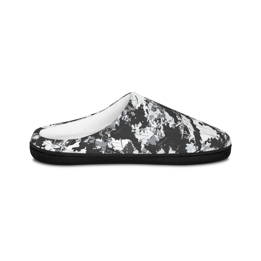 PRESS Camo Indoor Slippers — Black & White camouflage pattern house slippers