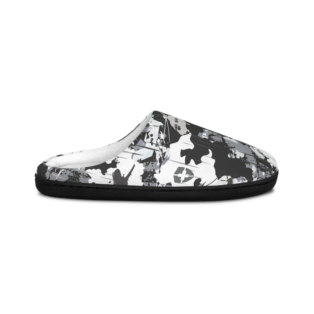 Men's Indoor Slippers — Black & White Urban Camo Comfort Slippers - Equippage.com