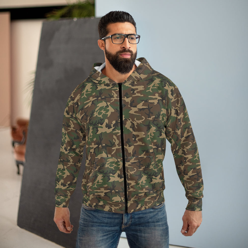 US M81 Woodland Camo Unisex Zip Hoodie