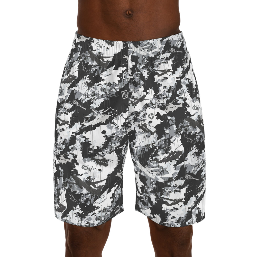 Men's Jogger Shorts — Black & White Camo AOP - Equippage.com