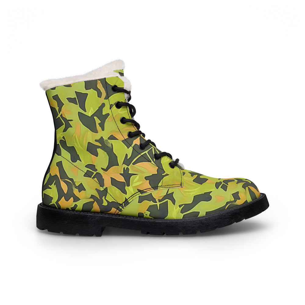 Cuban Elm Leaf Camo Men's Fur and Leather Boots
