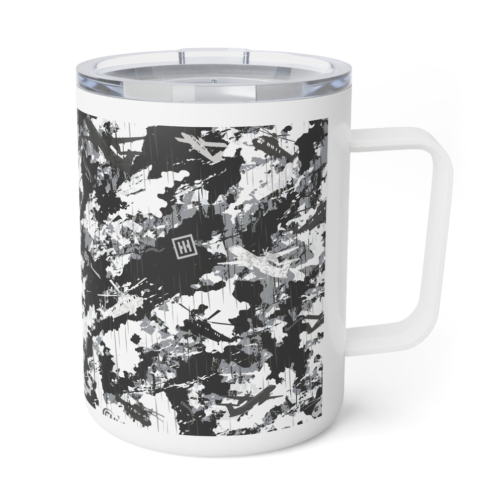 10oz Insulated Coffee Mug — Black & White Camouflage Design - Equippage.com