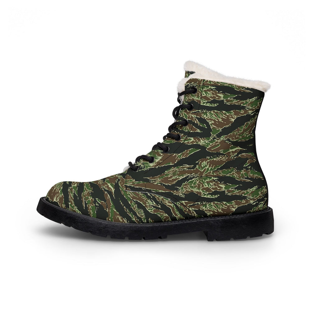 US Tigere Stripe Camo Men's Fur and Leather Boots