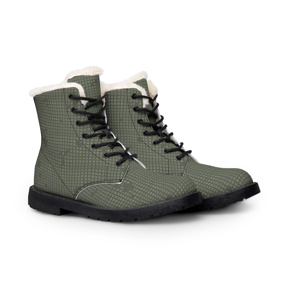 US Desert Night Camo Men's Fur and Leather Boots