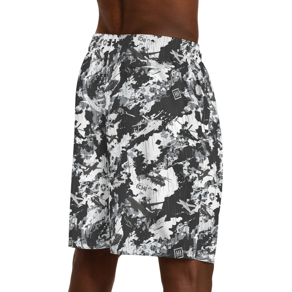 Men's Jogger Shorts — Black & White Camo AOP - Equippage.com