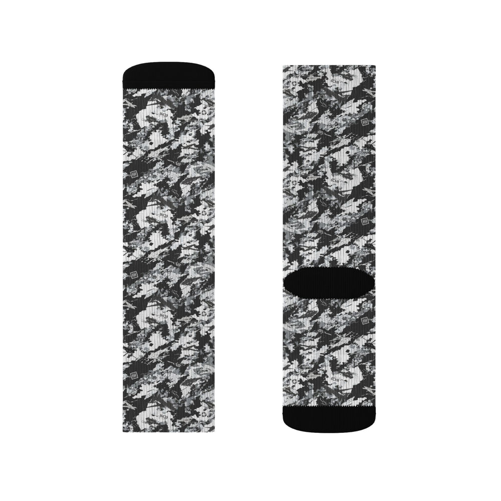 Black & White Camo Sublimation Socks — Camouflage Crew Socks - Equippage.com