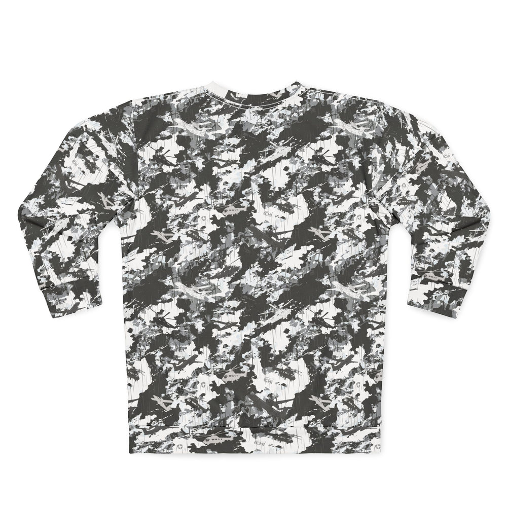 PRESS Camo Unisex Sweatshirt — Grey/Black/White Custom Camouflage by Equippage.com
