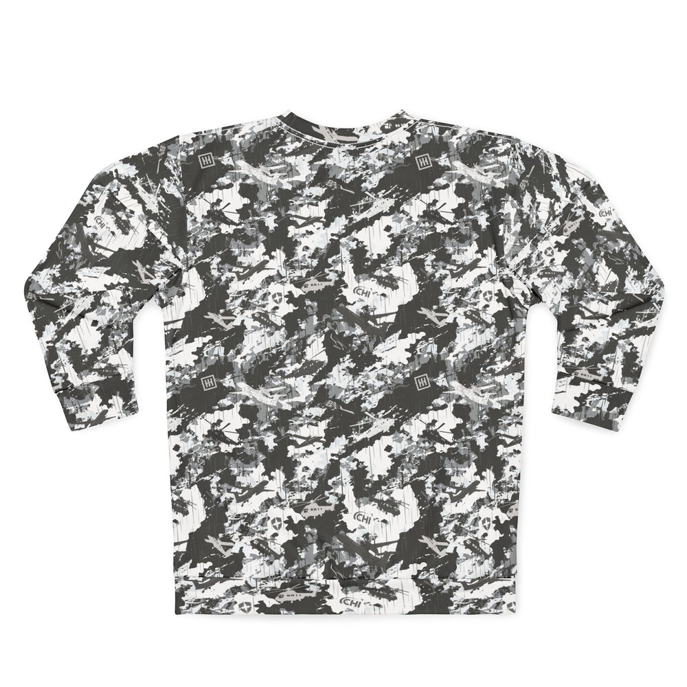 Camo Sweatshirt — Black & White All-Over Print - Equippage.com