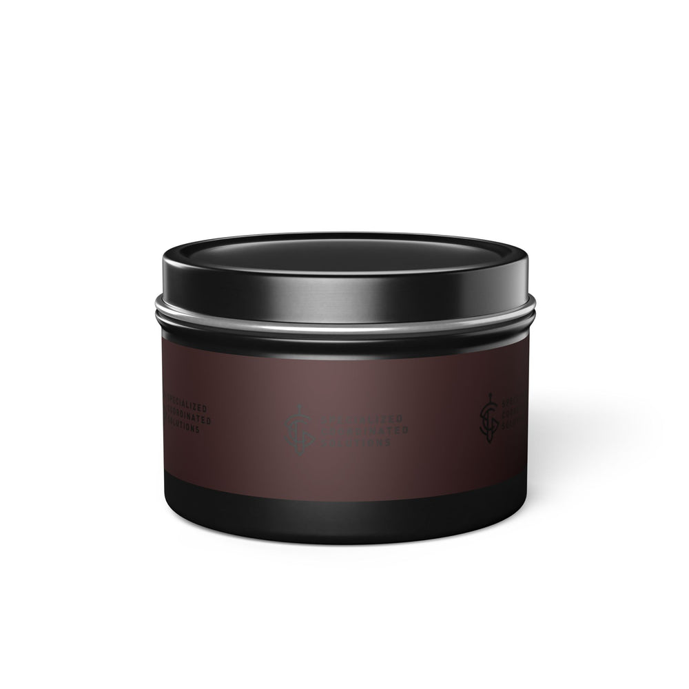 SCS Aromatic Tin Candle — Luxe Scented Travel Candle in Sleek Tin and Subdued Label