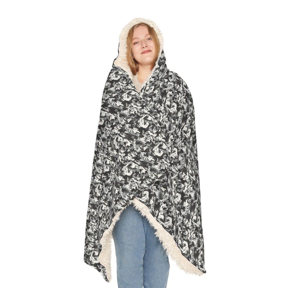 Cozy Hooded Snuggle Blanket — Black & White Camo Pattern - Equippage.com