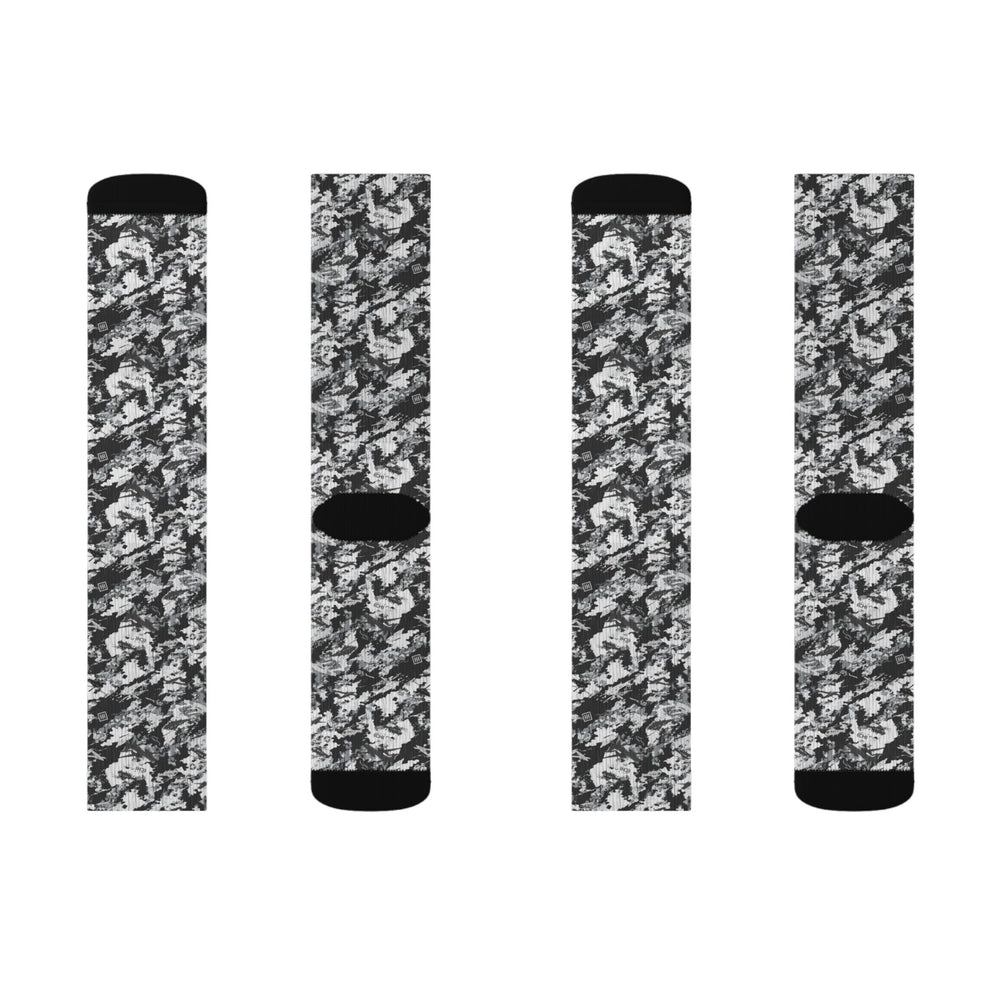 Black & White Camo Sublimation Socks — Camouflage Crew Socks - Equippage.com