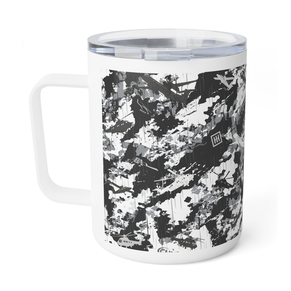 10oz Insulated Coffee Mug — Black & White Camouflage Design - Equippage.com