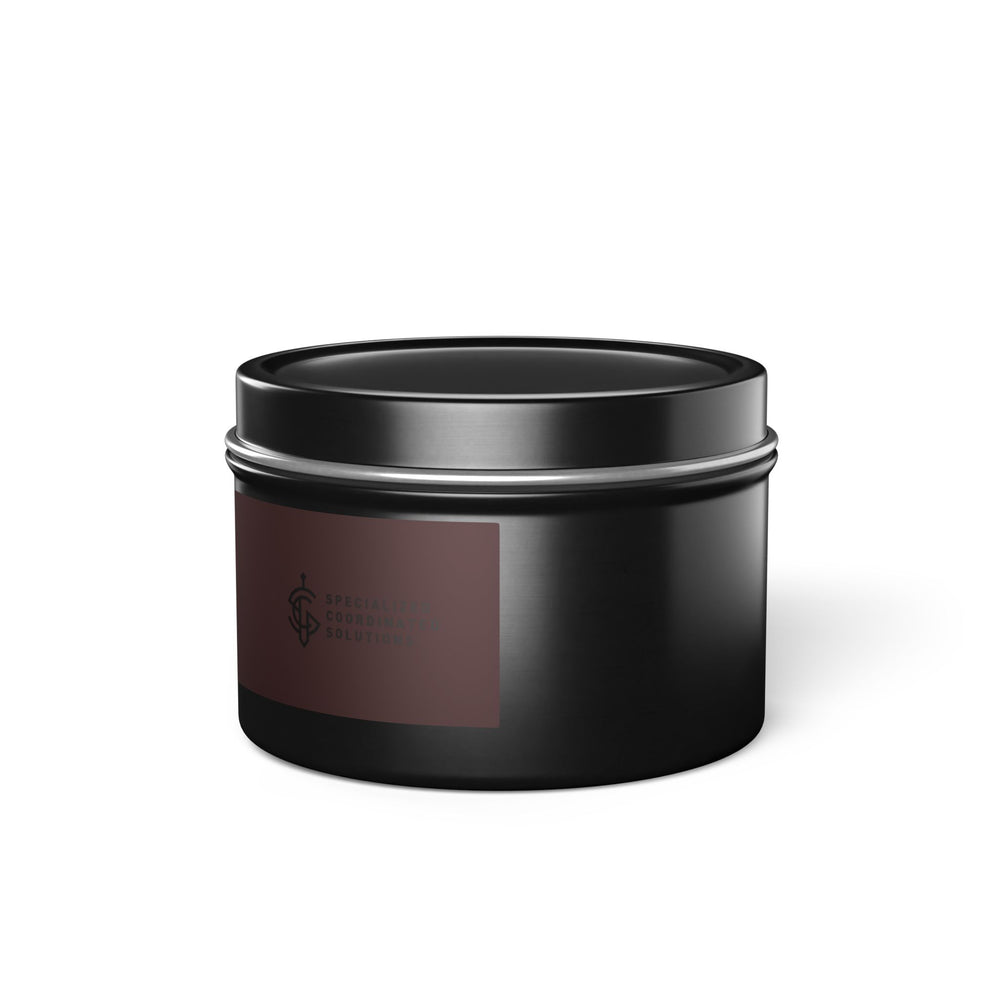 SCS Aromatic Tin Candle — Luxe Scented Travel Candle in Sleek Tin and Subdued Label