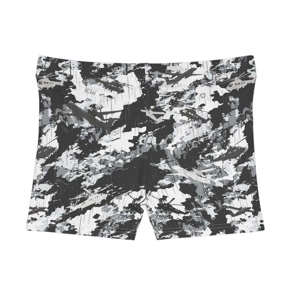 PRESS Camo Women’s Shorts — Exercise Yoga Activewear Stretchy Shorts