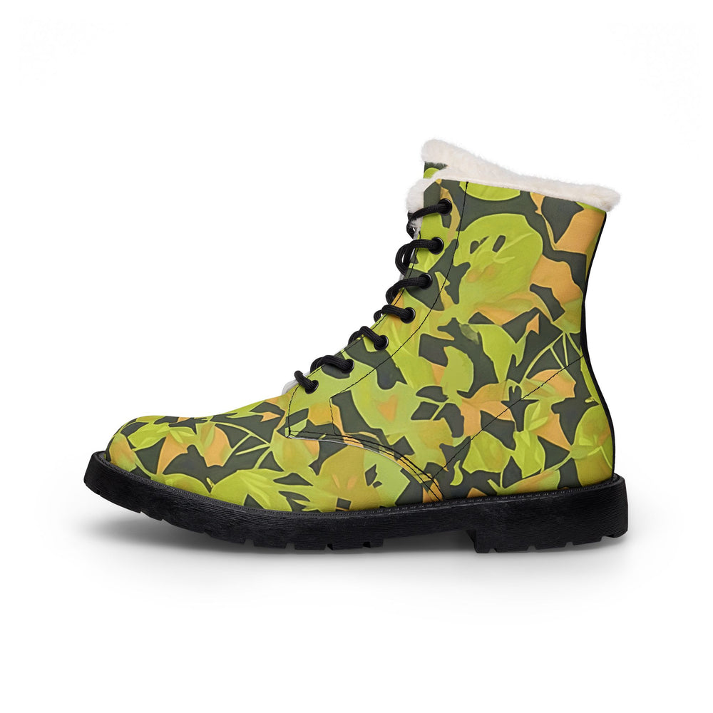 Cuban Elm Leaf Camo Men's Fur and Leather Boots