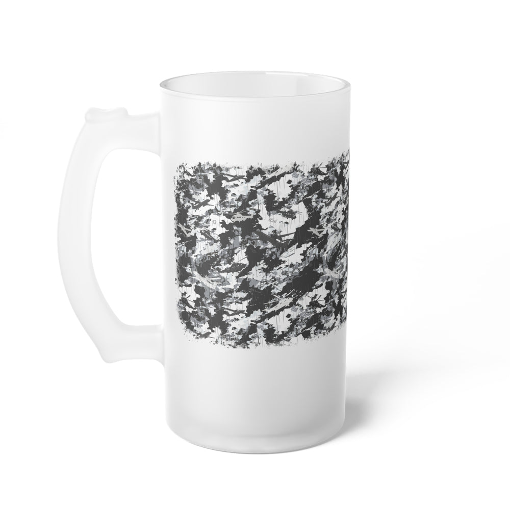 PRESS Camo Frosted Glass Beer Mug — Monochrome Design in the PRESS Camouflage Pattern
