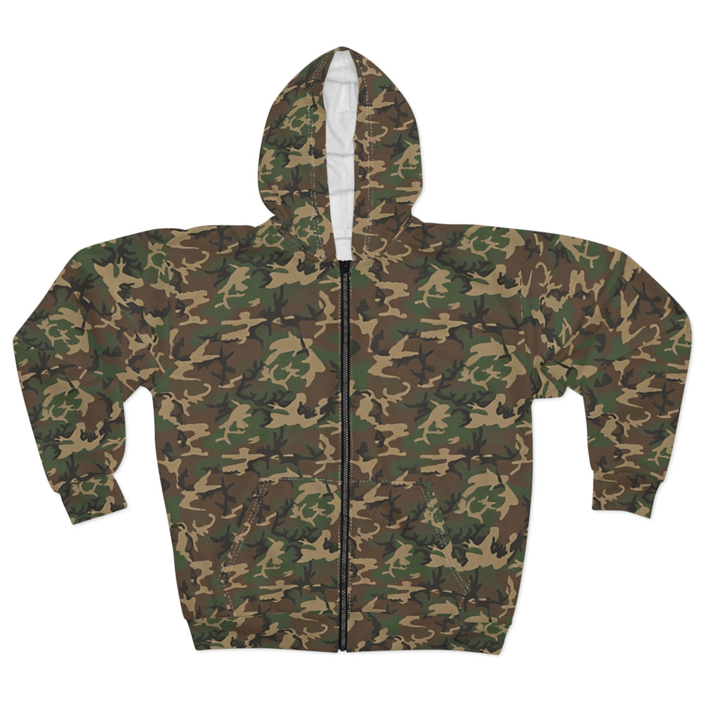 US M81 Woodland Camo Unisex Zip Hoodie