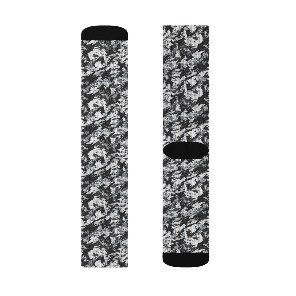 Black & White Camo Sublimation Socks — Camouflage Crew Socks - Equippage.com