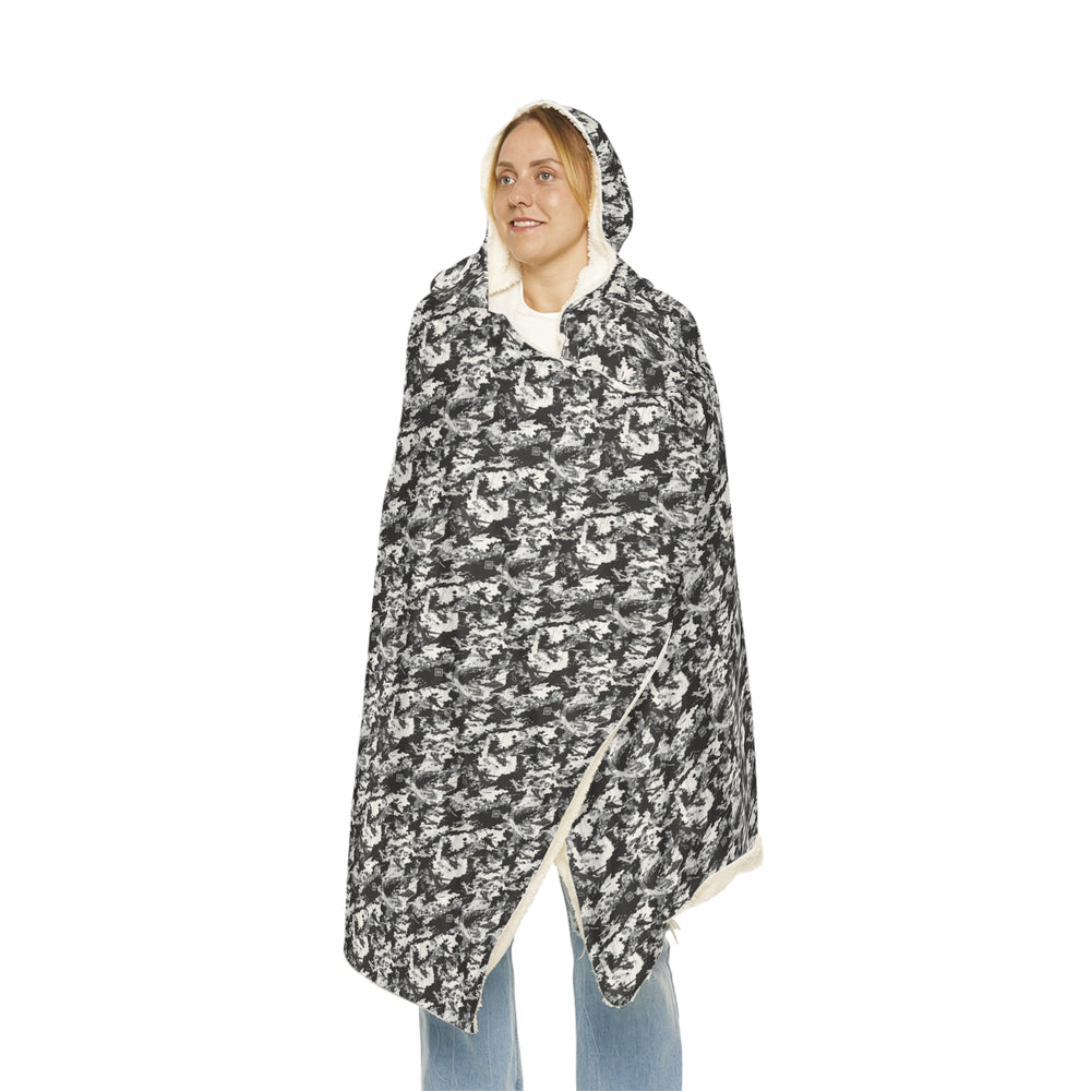 Cozy Hooded Snuggle Blanket — Black & White Camo Pattern - Equippage.com