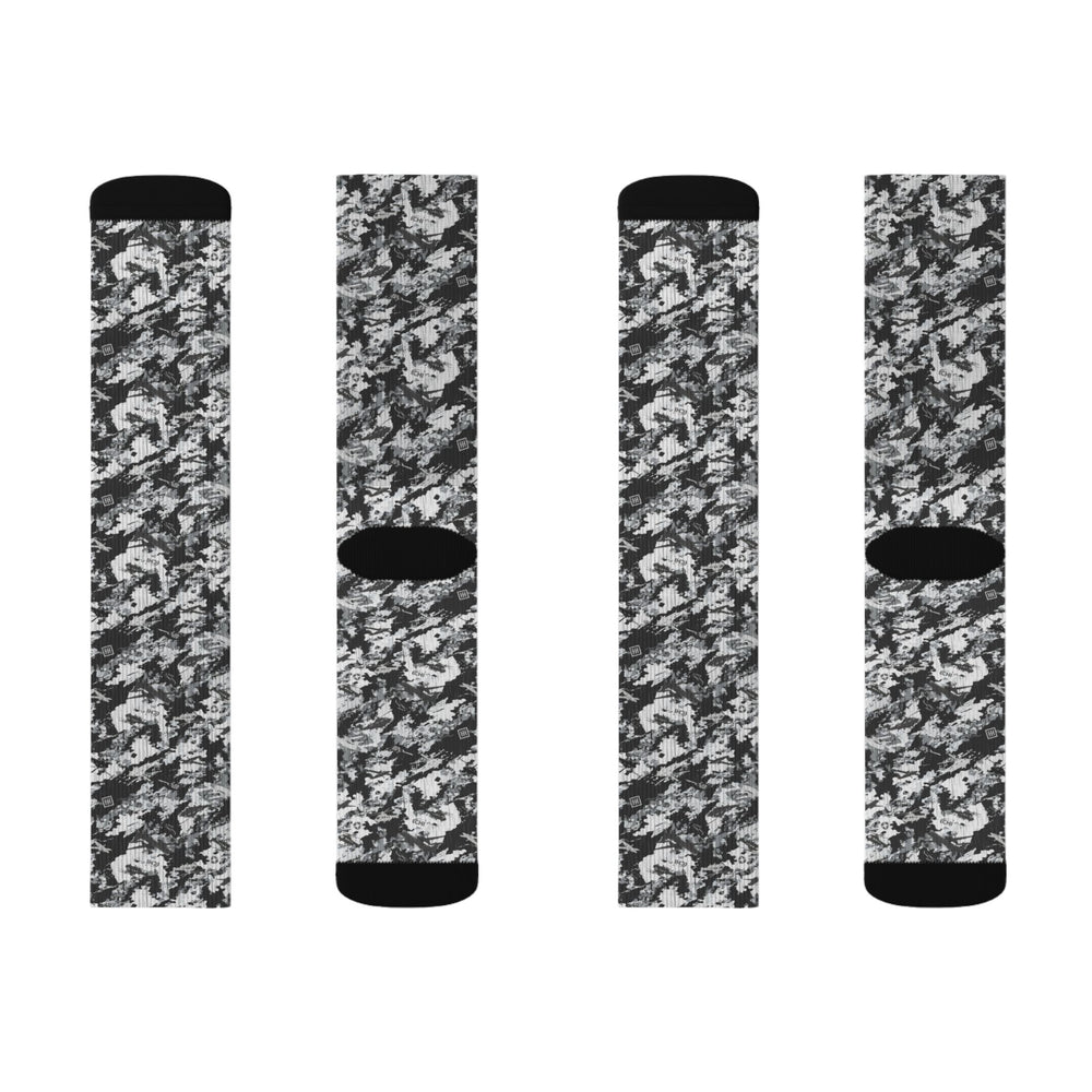 Black & White Camo Sublimation Socks — Camouflage Crew Socks - Equippage.com