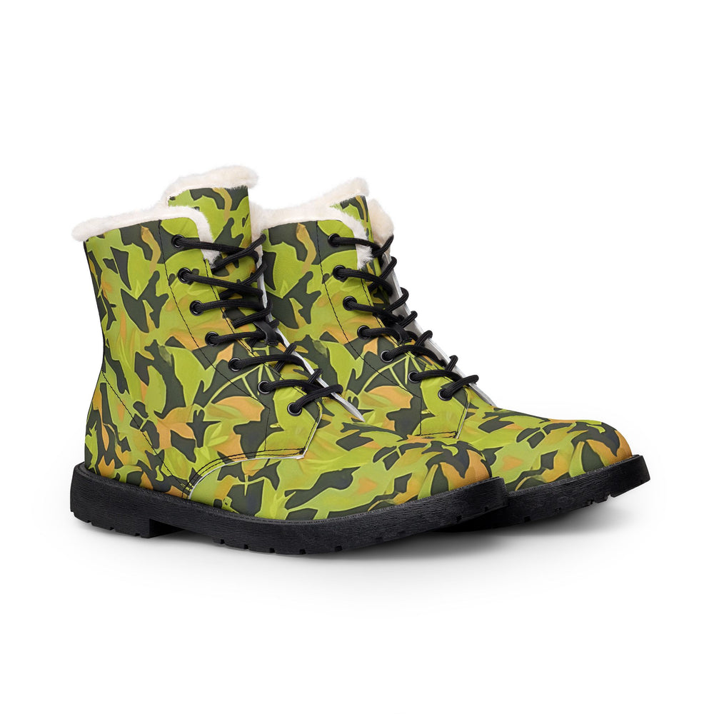Cuban Elm Leaf Camo Men's Fur and Leather Boots