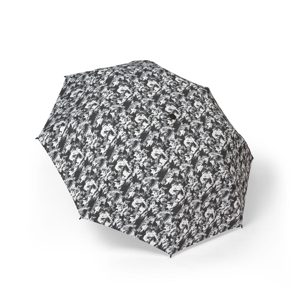PRESS Camo Semi-Automatic Foldable Umbrella — Outdoor grey/black/white camouflage pattern
