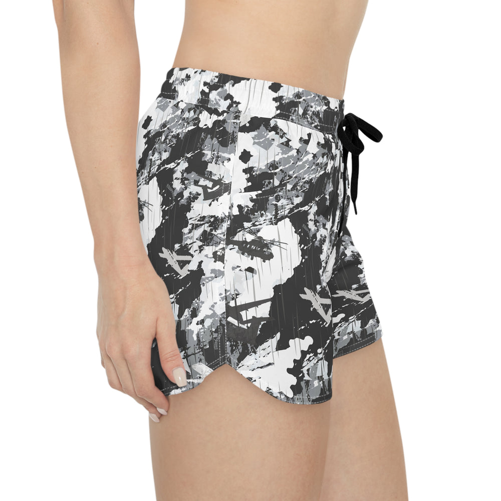 PRESS Camo Women’s Casual Shorts — Grey/Black/White Exercise Lounge & Activewear