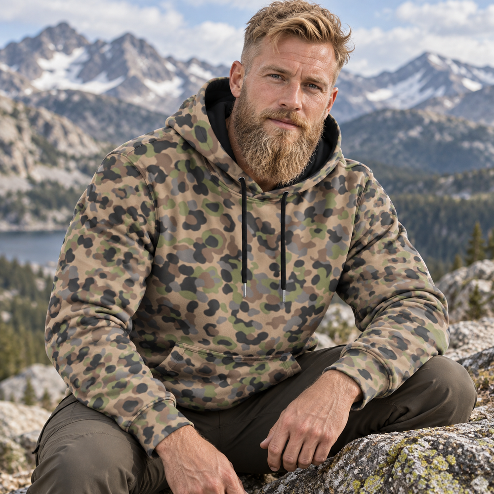 Austrian Pea Dot Camo Men's Thicken Pullover Hoodie - Equippage.com