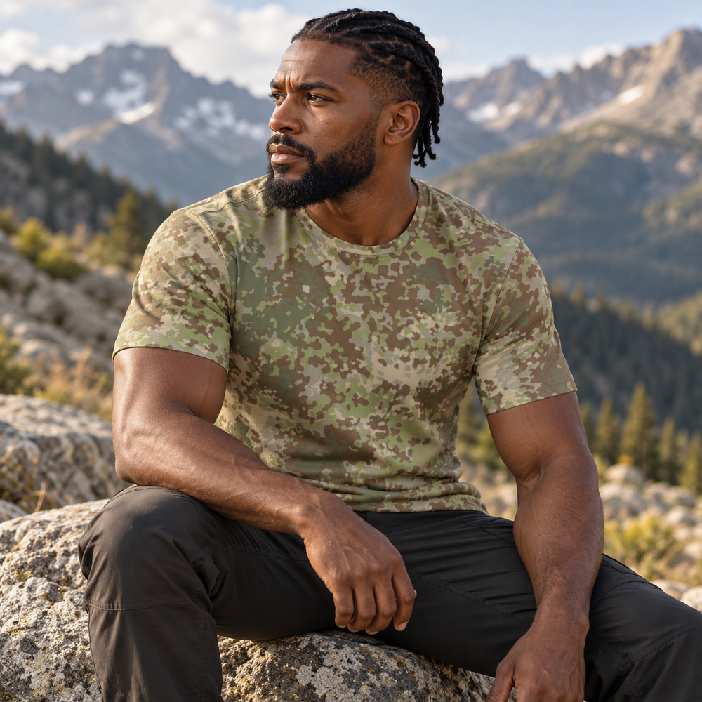 German Multitarn Camo Men's O-Neck T-Shirt | 190GSM Cotton