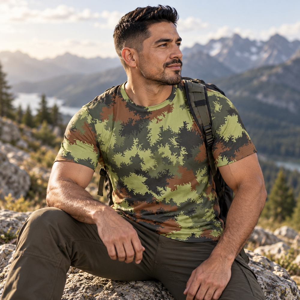German Sägezahnmuster/Sawtooth Camo Men's O-Neck T-Shirt | 190GSM Cotton