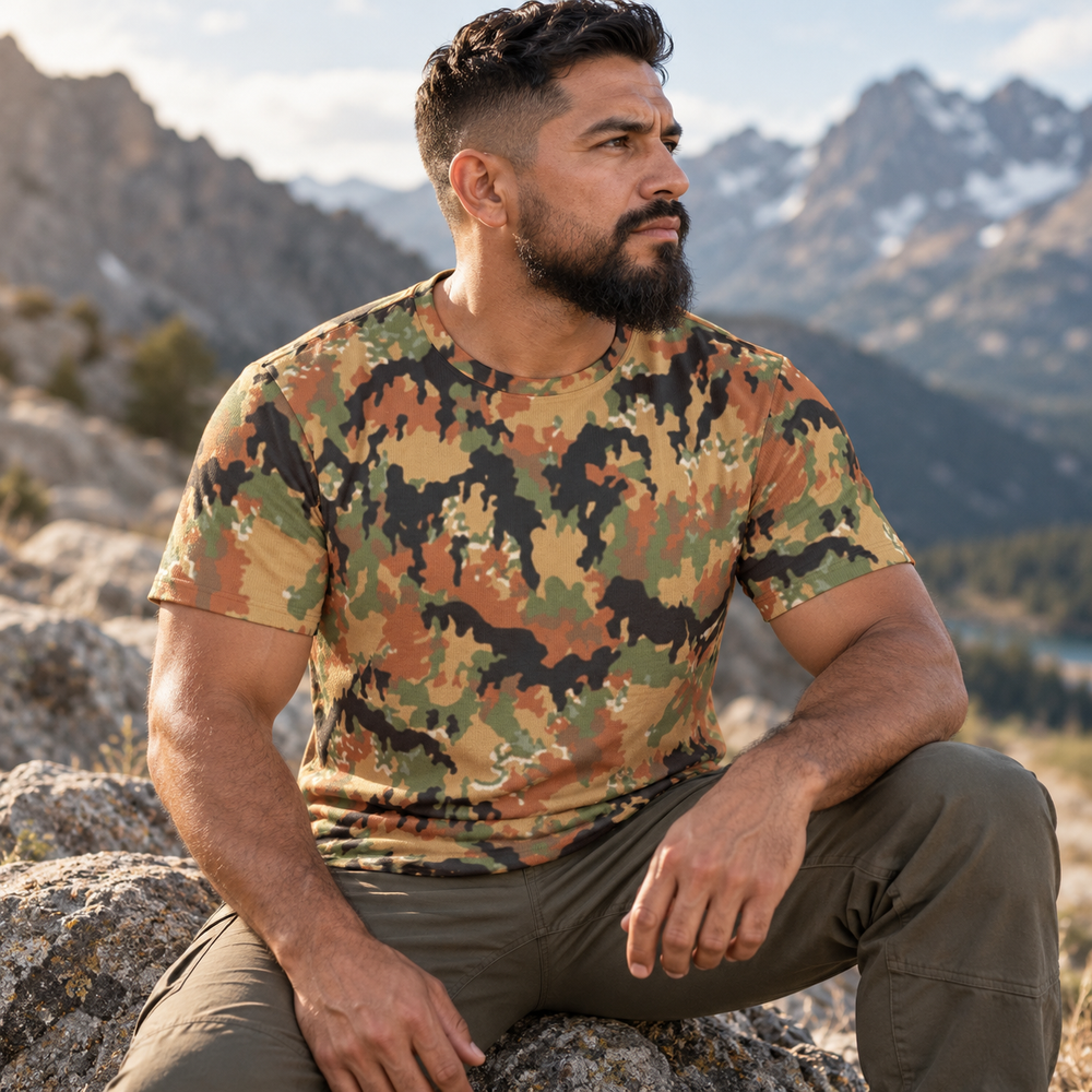 German Leibermuster Camo Men's O-Neck T-Shirt | 190GSM Cotton