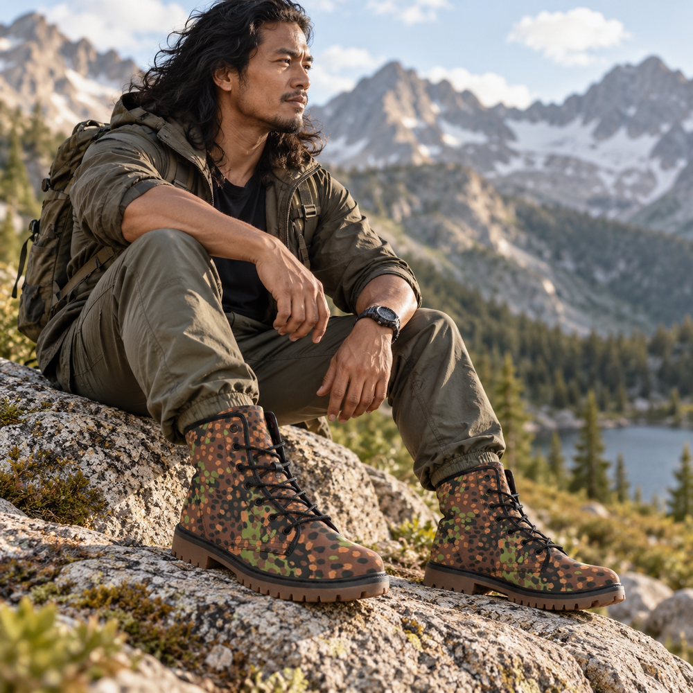 German Erbsenmuster Camo Men's Martin Short Boots