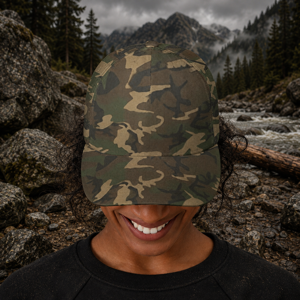 US M81 Woodland All-Over Print Peaked Cap With Box