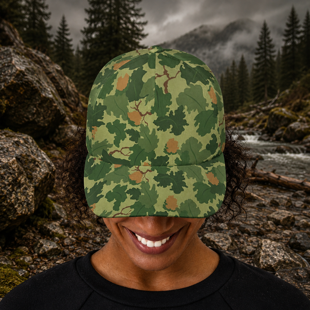 US Mitchell Wine Lead Camo All-Over Print Peaked Cap With Box