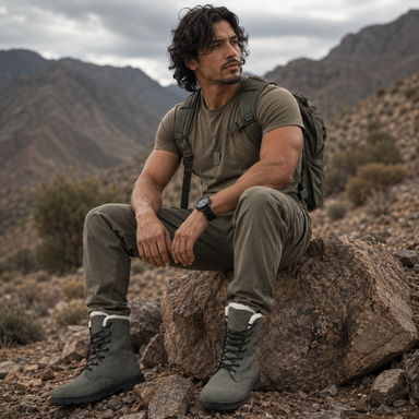 US Desert Night Camo Men's Fur and Leather Boots - Equippage.com