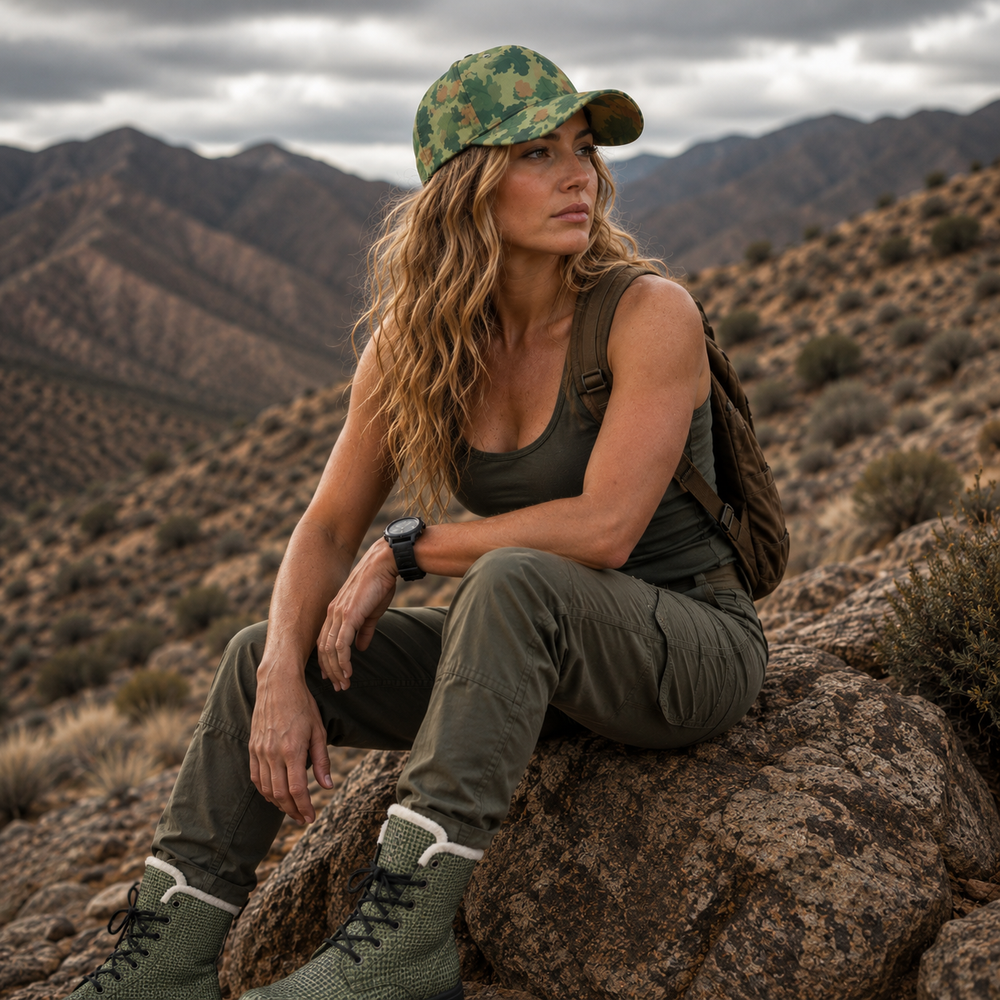 US Mitchell Wine Lead Camo All-Over Print Peaked Cap With Box - Equippage.com