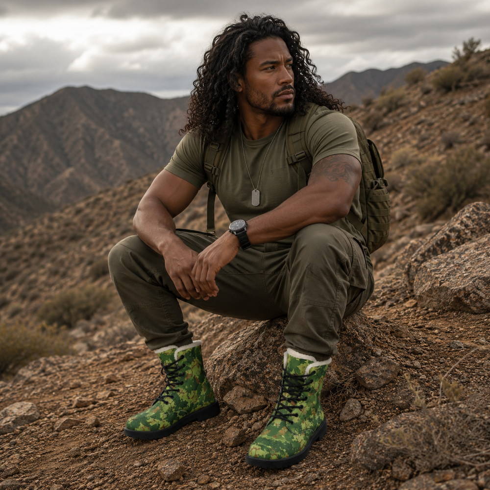 US Mitchell Wine Leaf Camo Men's Fur and Leather Boots - Equippage.com