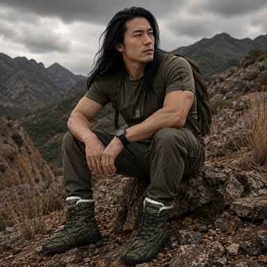 US Tigere Stripe Camo Men's Fur and Leather Boots - Equippage.com