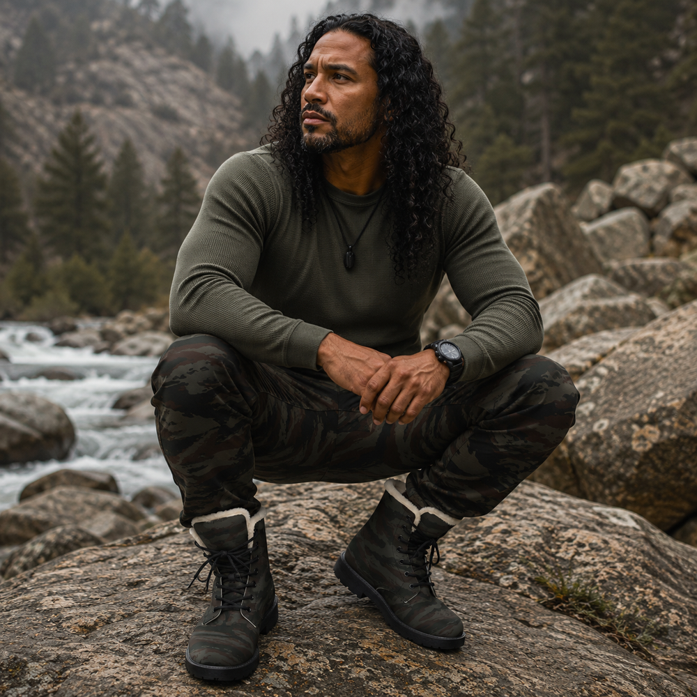 Cuban Grey Lizard Men's Insulated Military-Style Winter Work Boots - Equippage.com