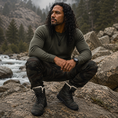 Cuban Grey Lizard Men's Insulated Military-Style Winter Work Boots - Equippage.com