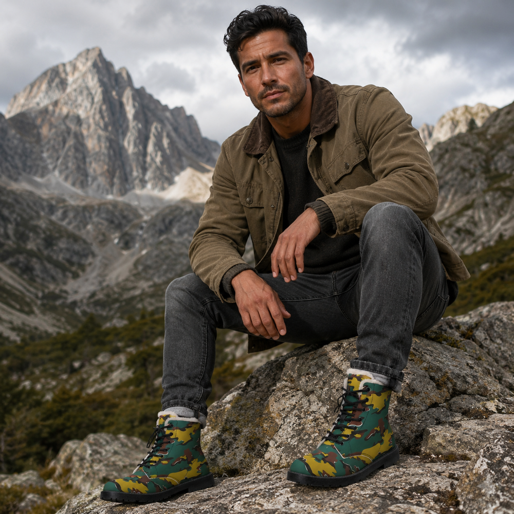 Belgian M1999 Jigsaw Camo Men's Fur and Leather Boots