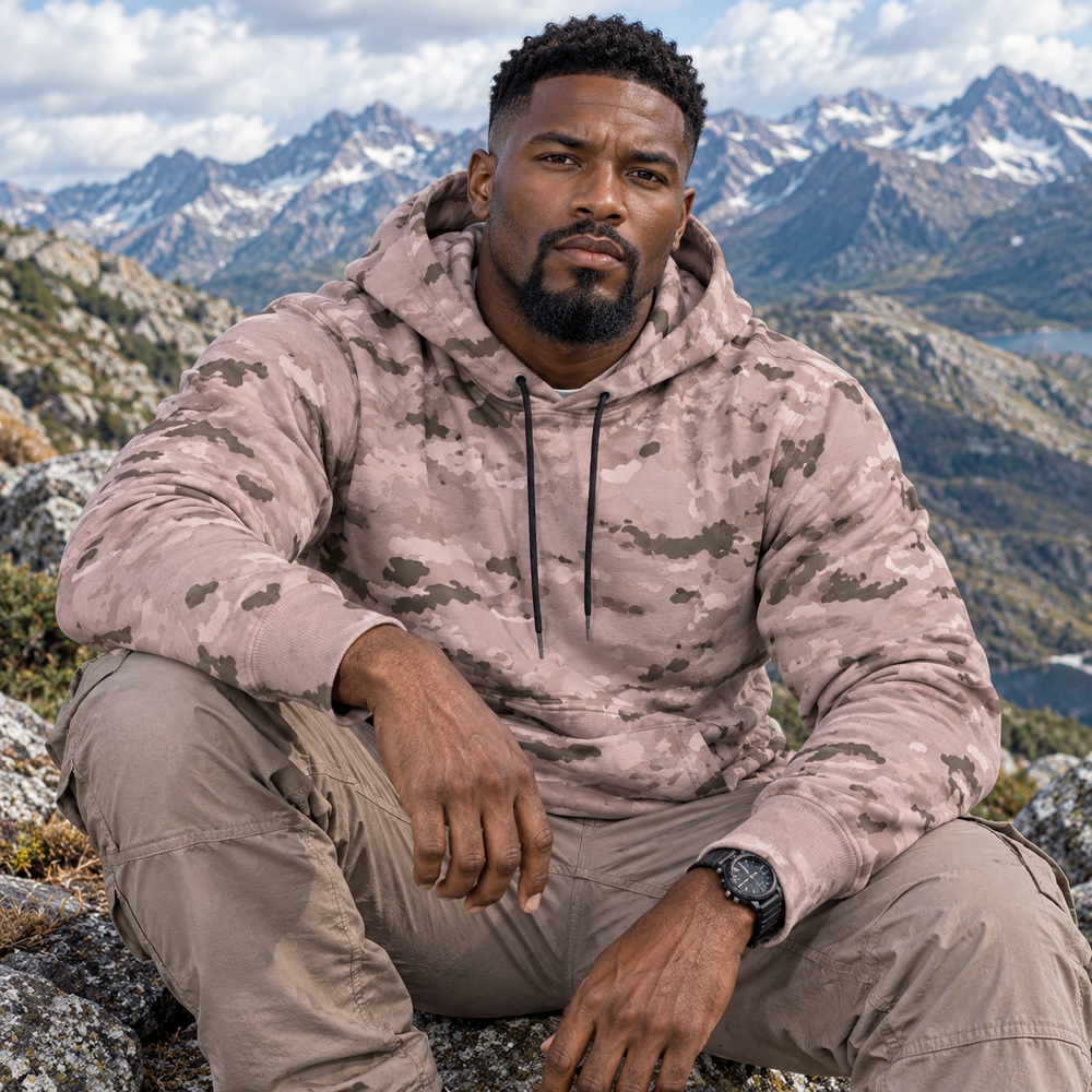 Spanish M09 Arido Camo Men's Thicken Pullover Hoodie