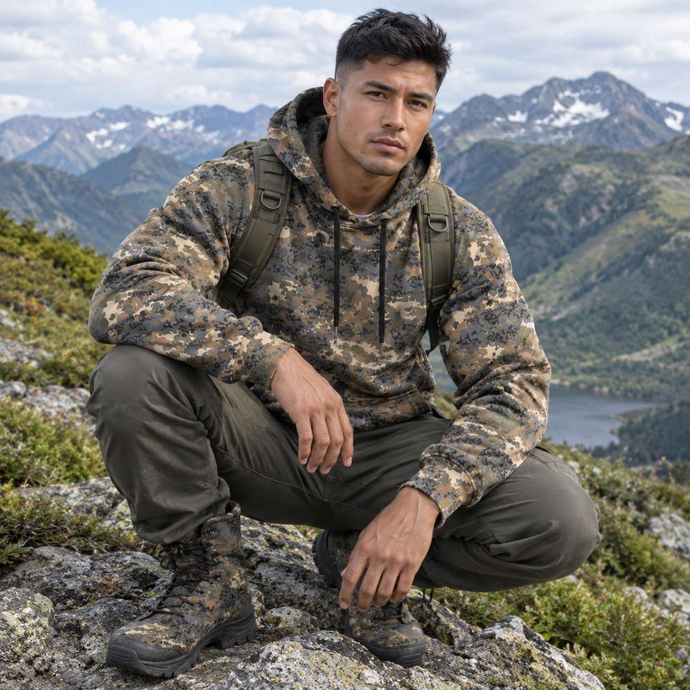 Austrian Tarnanzug Neu Camo Men's Thicken Pullover Hoodie