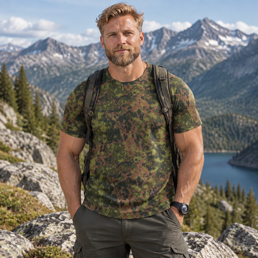 Finnish M05 Woodland/Maastokuvio Men's O-Neck T-Shirt | 190GSM Cotton