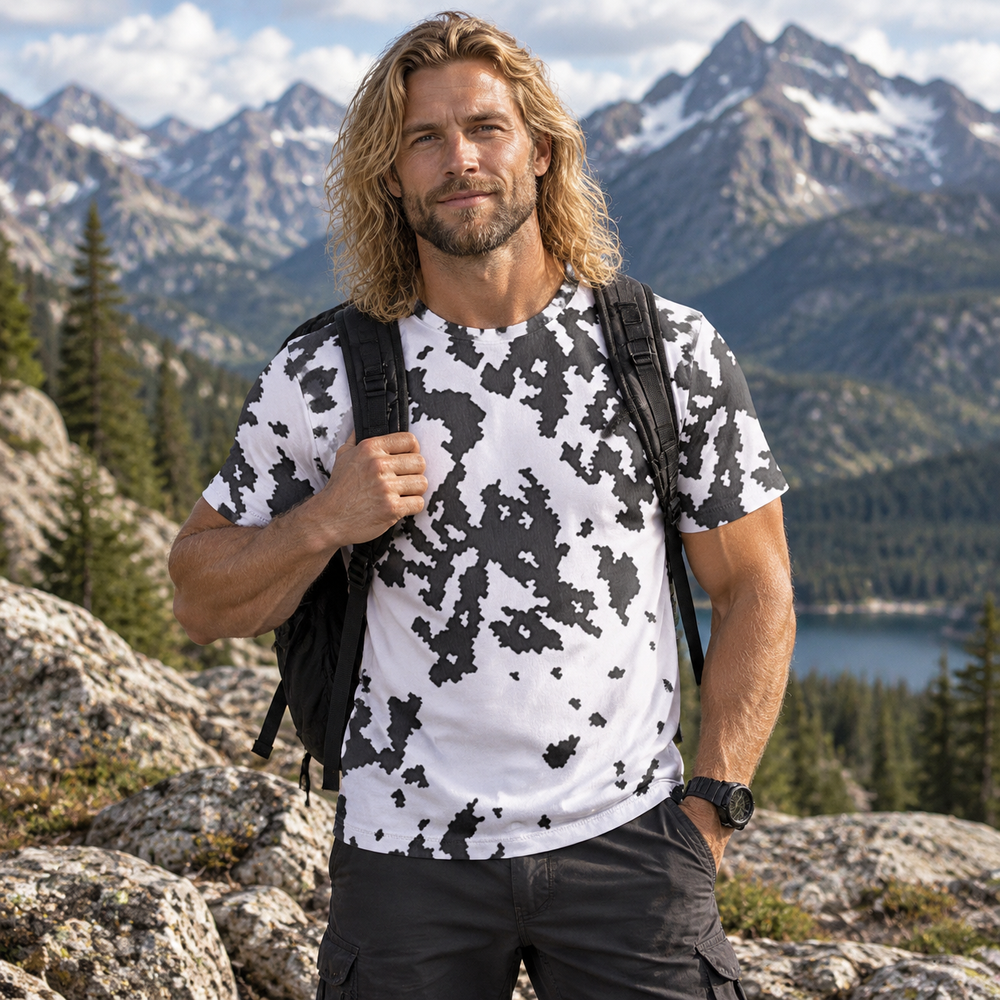 Finnish M05 Snow/Lumikuvio Camo Men's O-Neck T-Shirt | 190GSM Cotton