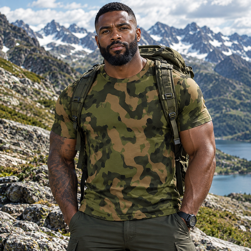 Norwegian M23 Norsk Skog Camo Men's O-Neck T-Shirt | 190GSM Cotton