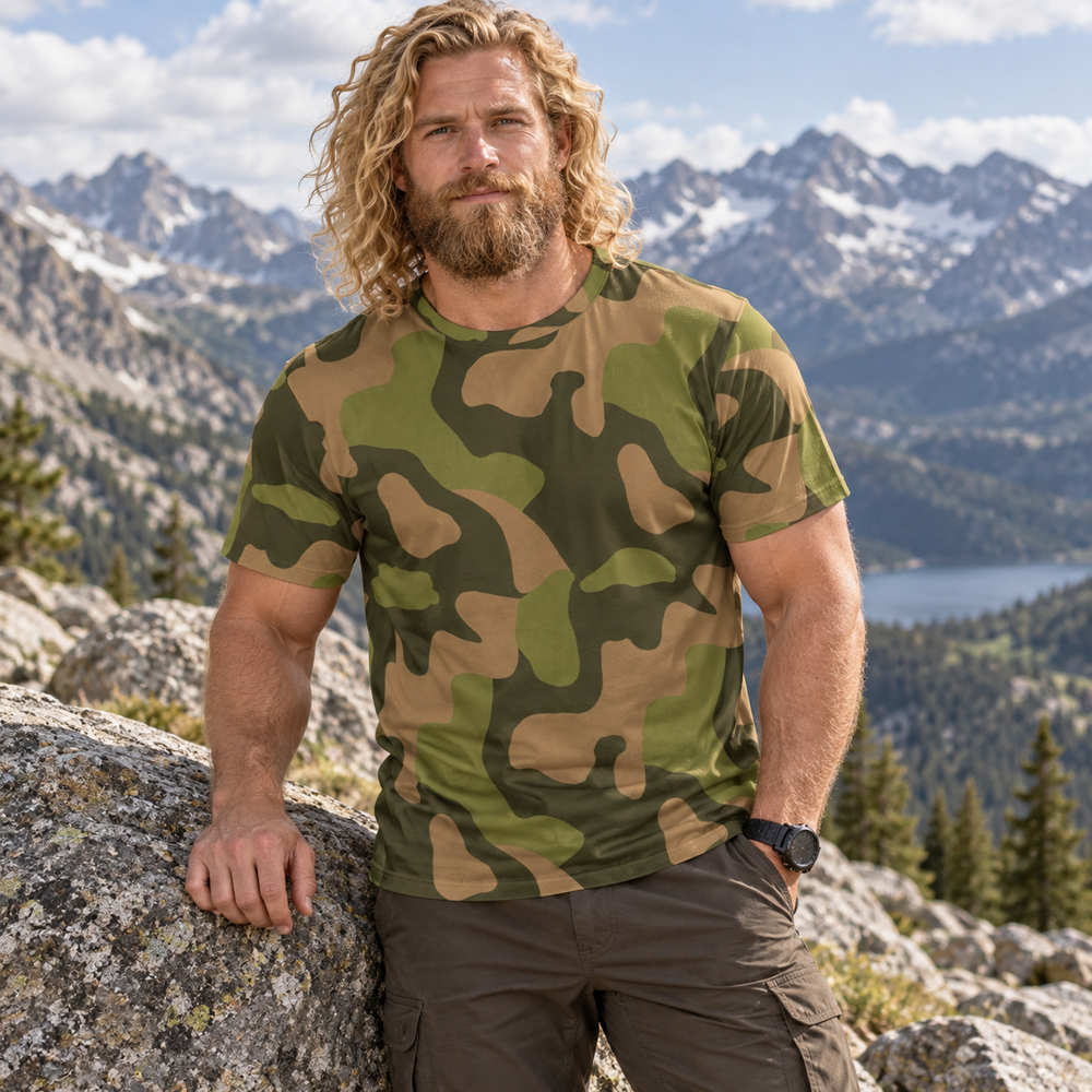 Norwegian M98 Woodland Camo Men's O-Neck T-Shirt | 190GSM Cotton
